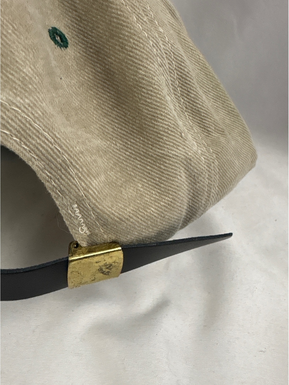 Vintage Cadillac Strapback Taupe Beige and Green Adjustable Baseball Hat Cap - Picture 4 of 7